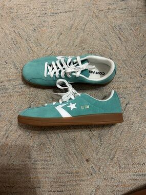 Converse Suede Low-Top Sneakers in Teal with Gum Sole